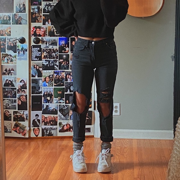 Ripped Jeans Black Mom Jeans Outfit Ideas Jeans Outfits Women Online